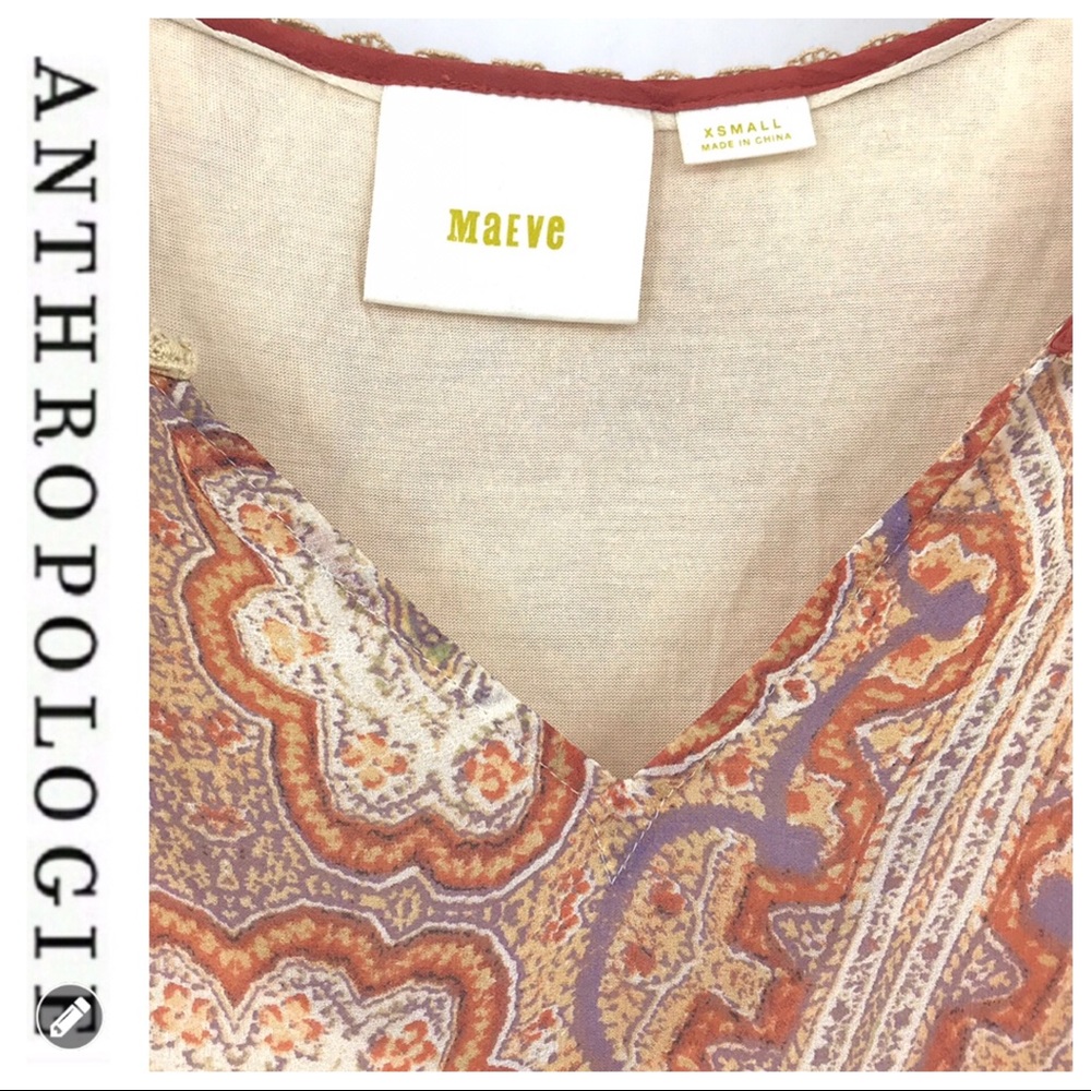 💕SALE💕Anthropologie Maeve Nalina Coral Silk Top - Picture 5 of 8